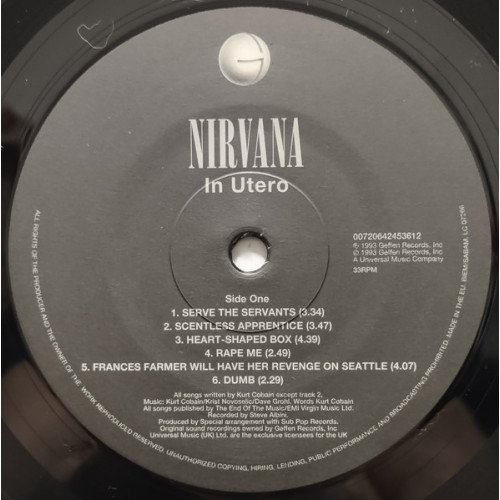 Виниловая пластинка Nirvana – In Utero LP