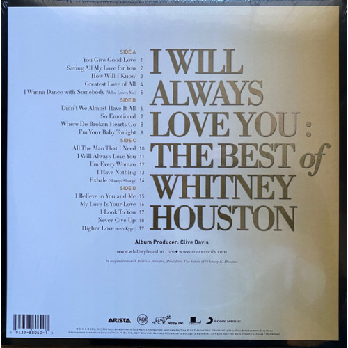 Виниловая пластинка Whitney Houston - I Will Always Love You: The Best Of Whitney Houston (2LP)